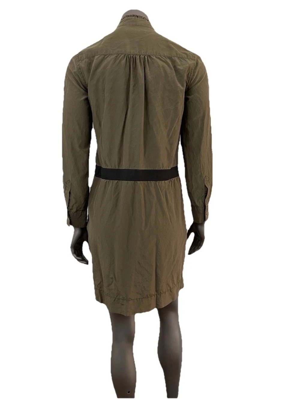 Banana‎ Republic Silk Dress Women’s 6 Green Cotton Cargo Knee Elastic Waist Army - Picture 3 of 13